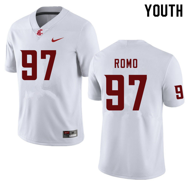 Youth #97 Rudder Romo Washington State Cougars College Football Jerseys Sale-White